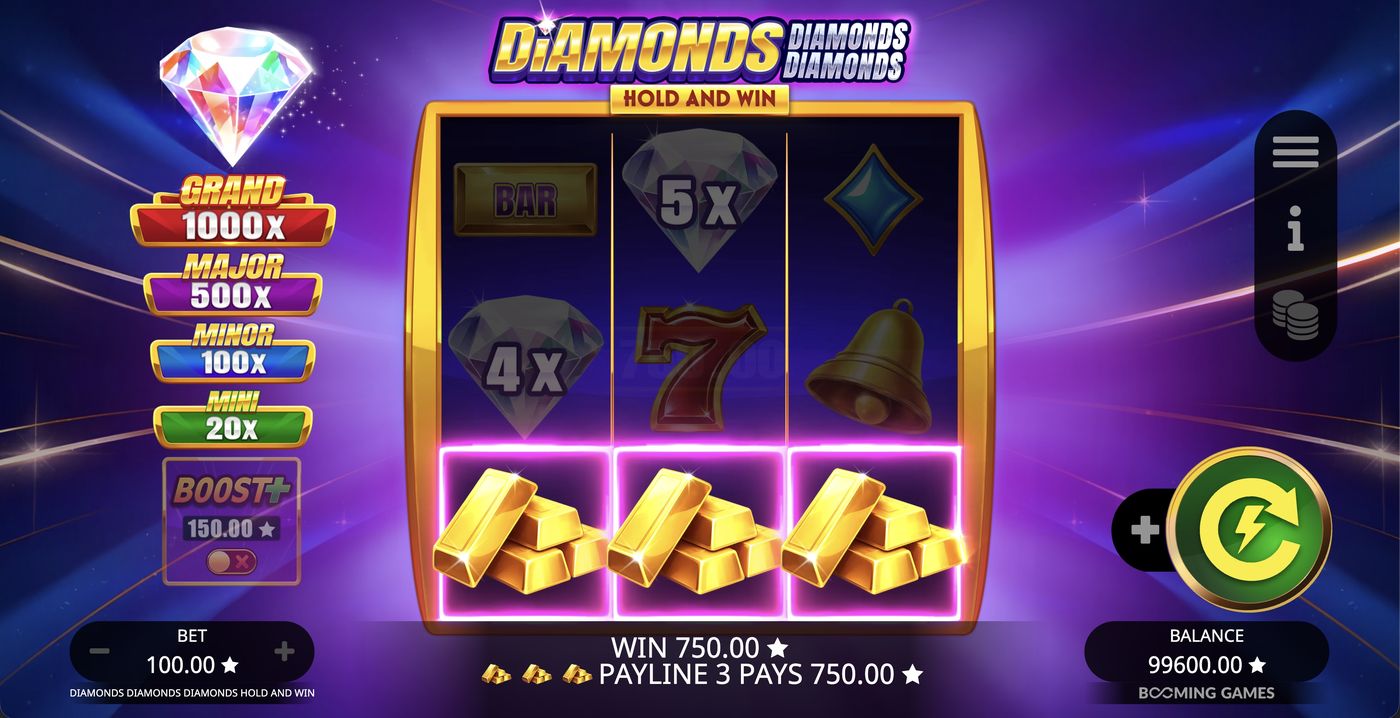 Diamonds Diamonds Diamonds Hold and Win: image of winning