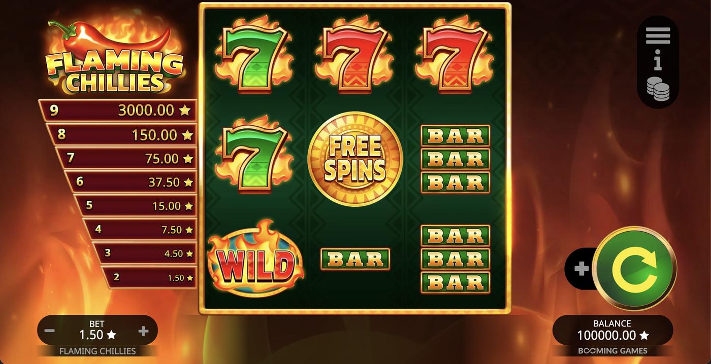Flaming Chillies: image of main menu