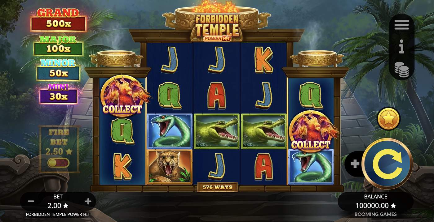 Forbidden Temple Power Hit: image of main menu