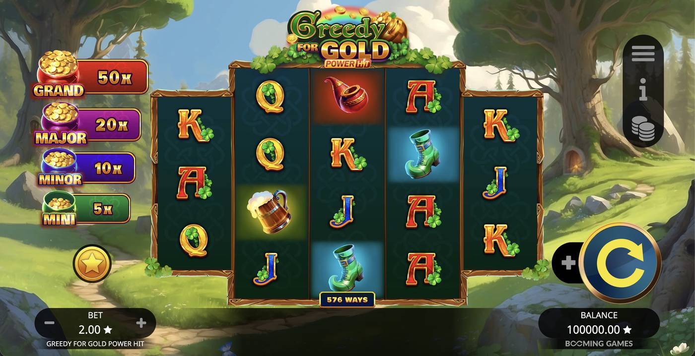 Greedy for Gold Power Hit: image of main menu