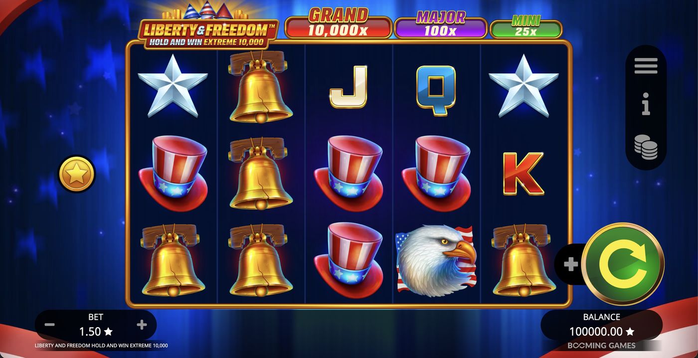Liberty and Freedom Hold and Win Extreme 10,000: image of main menu