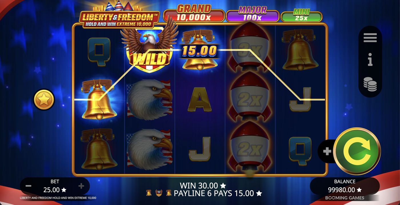 Liberty and Freedom Hold and Win Extreme 10,000: image of winning