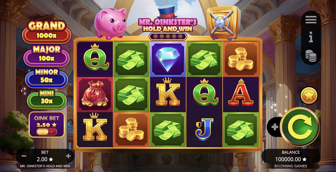 Mr. Oinkster's Hold and Win: image of main menu
