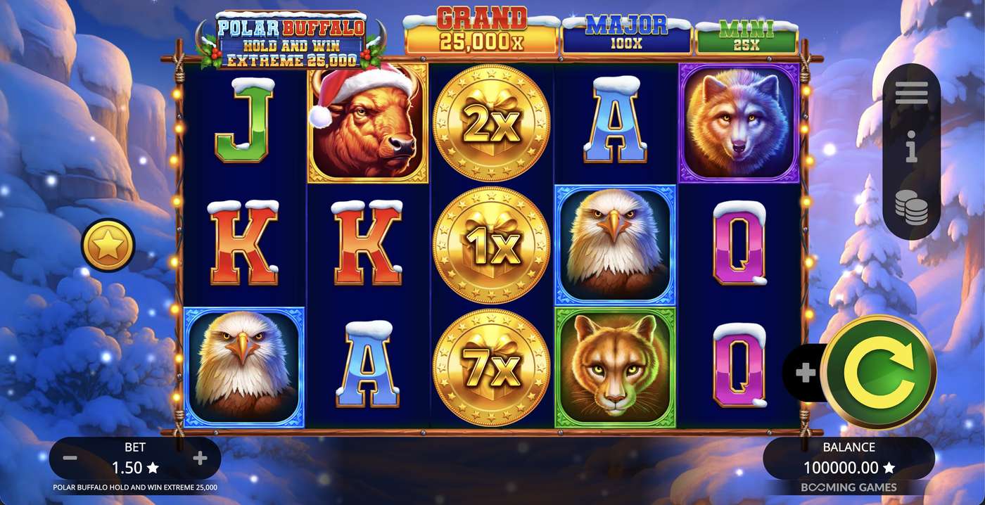 Polar Buffalo Hold and Win Extreme 25,000: image of main menu