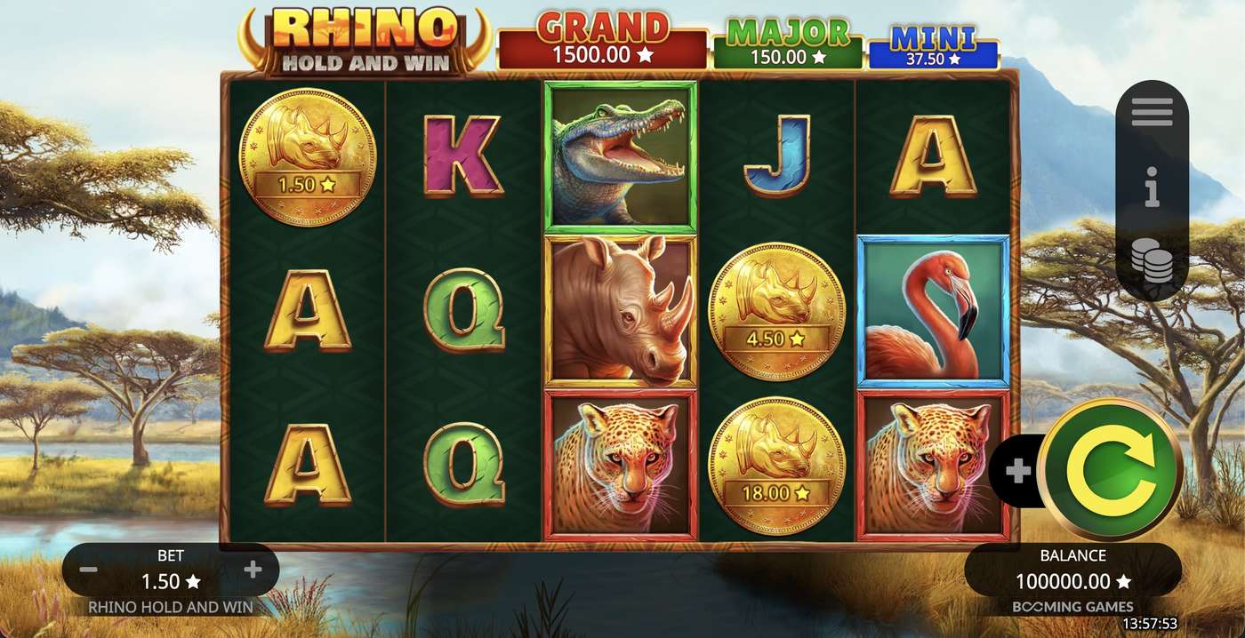 Rhino Hold and Win: image of main menu