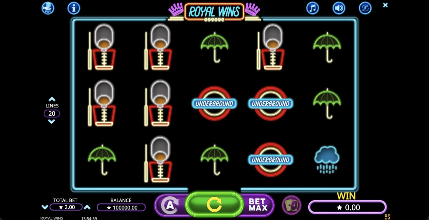 Royal Wins: image of main menu