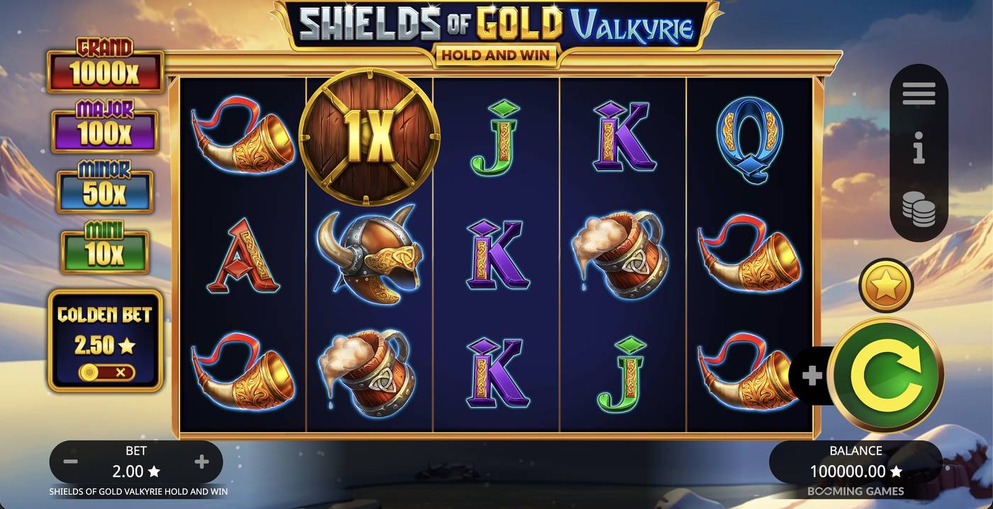 Shields of Gold Valkyrie Hold and Win: image of main menu