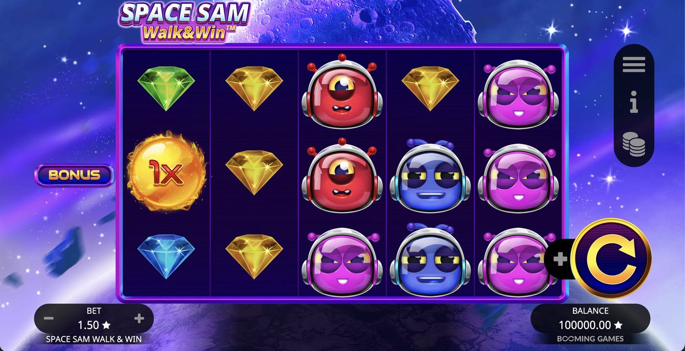 Space Sam Walk and Win: image of main menu
