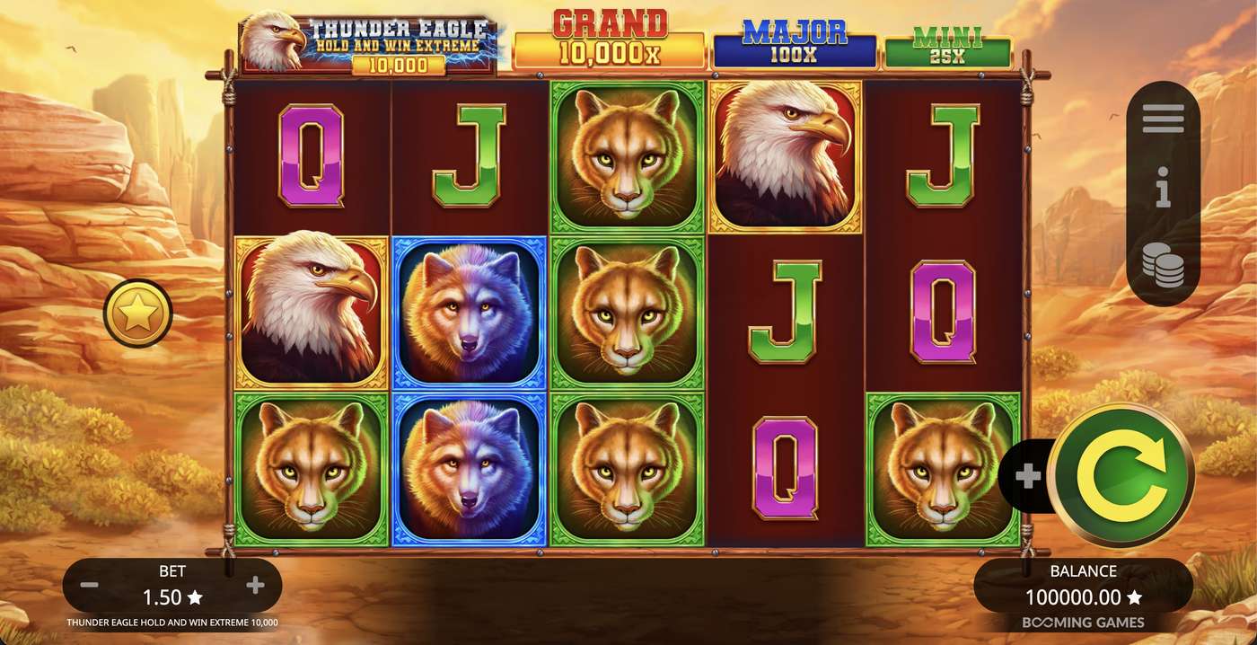 Thunder Eagle Hold and Win Extreme 10,000: image of main menu