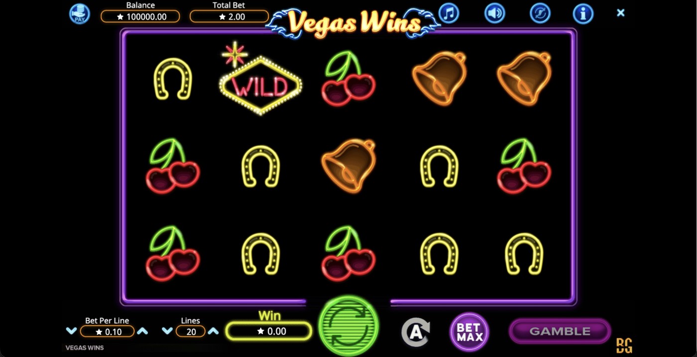 Vegas Wins: image of main menu
