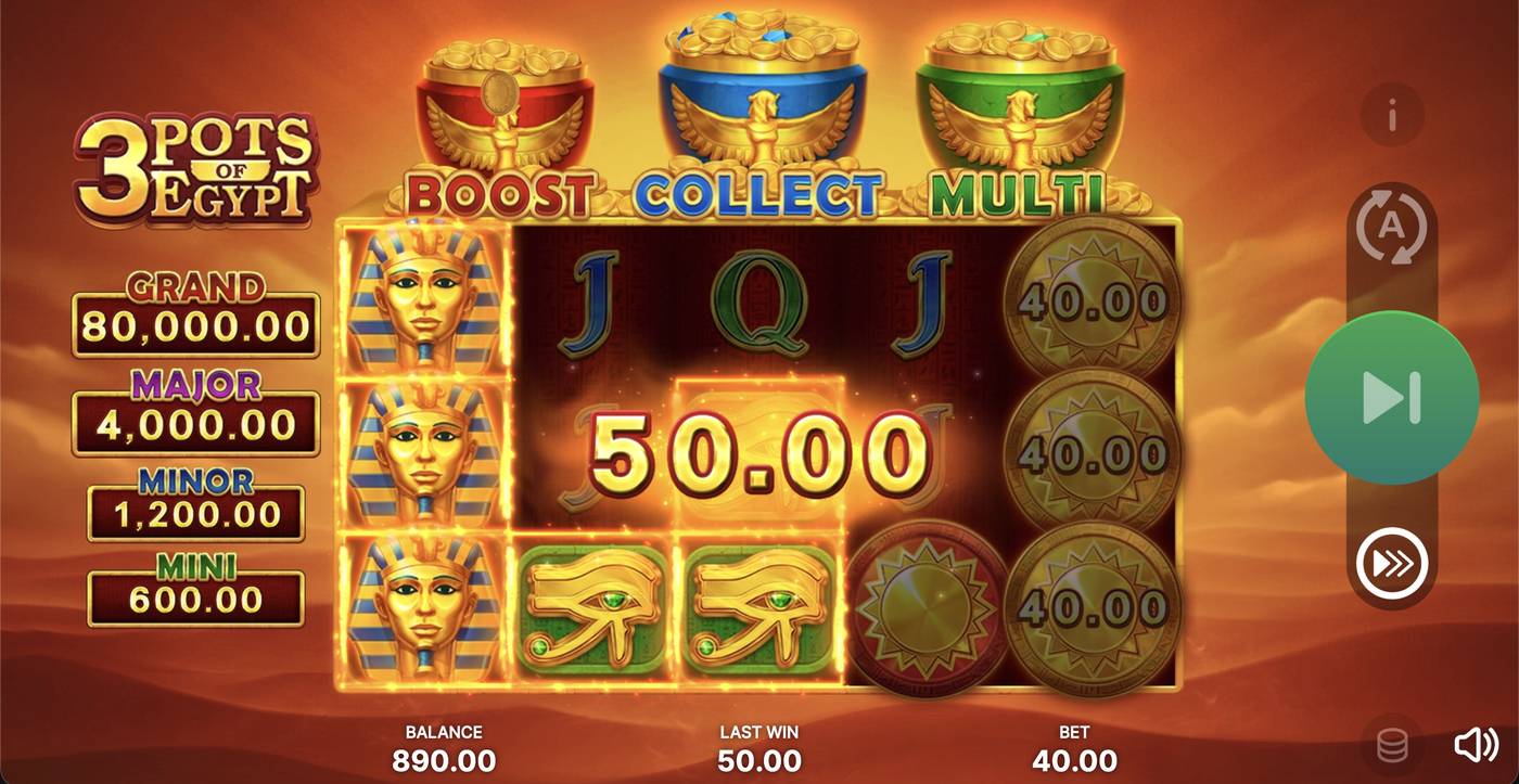 3 Pots of Egypt: Hold and Win: image of winning