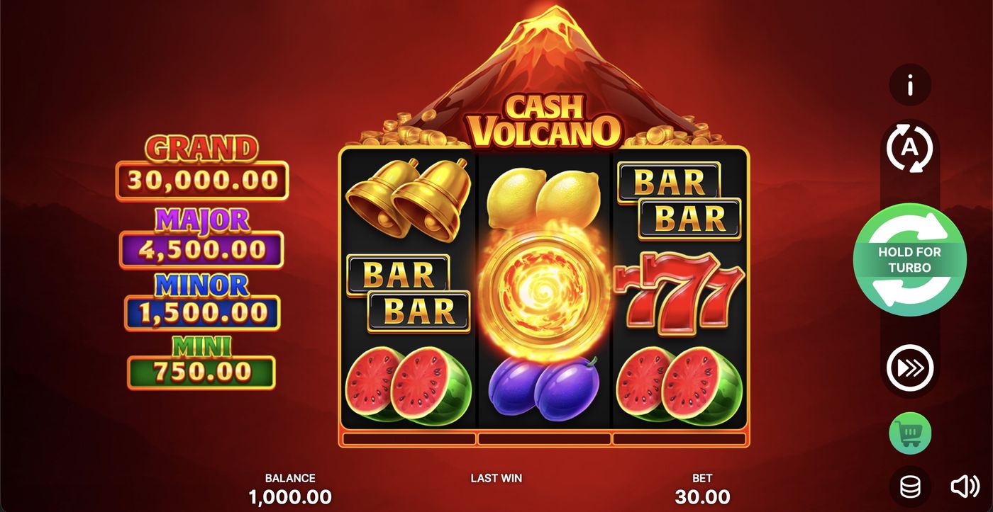 Cash Volcano: image of main menu