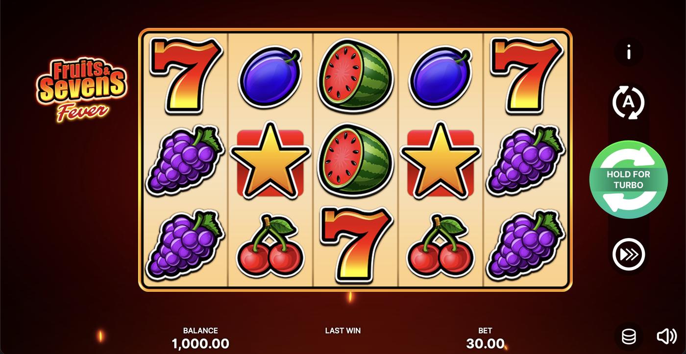 Fruits & Sevens: Fever: image of main menu