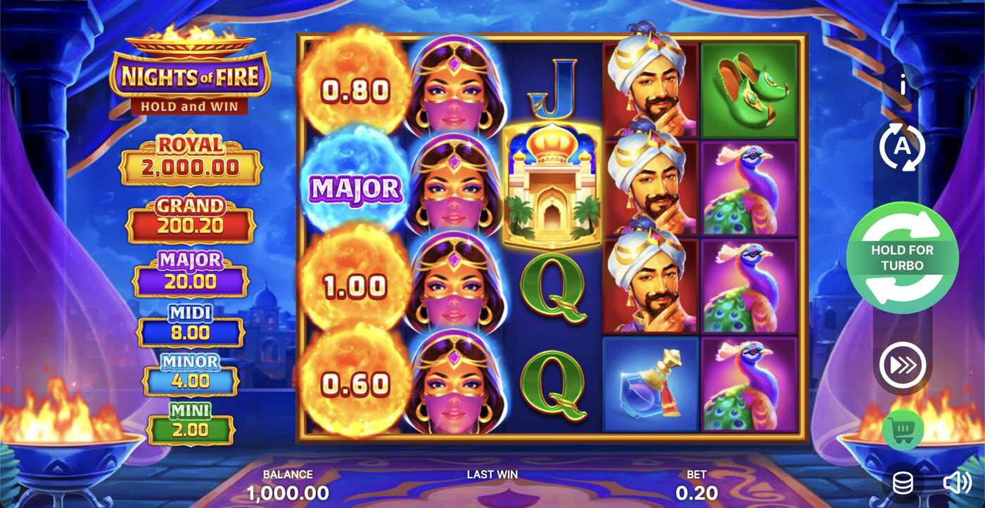 Nights of Fire: Hold and Win: image of main menu