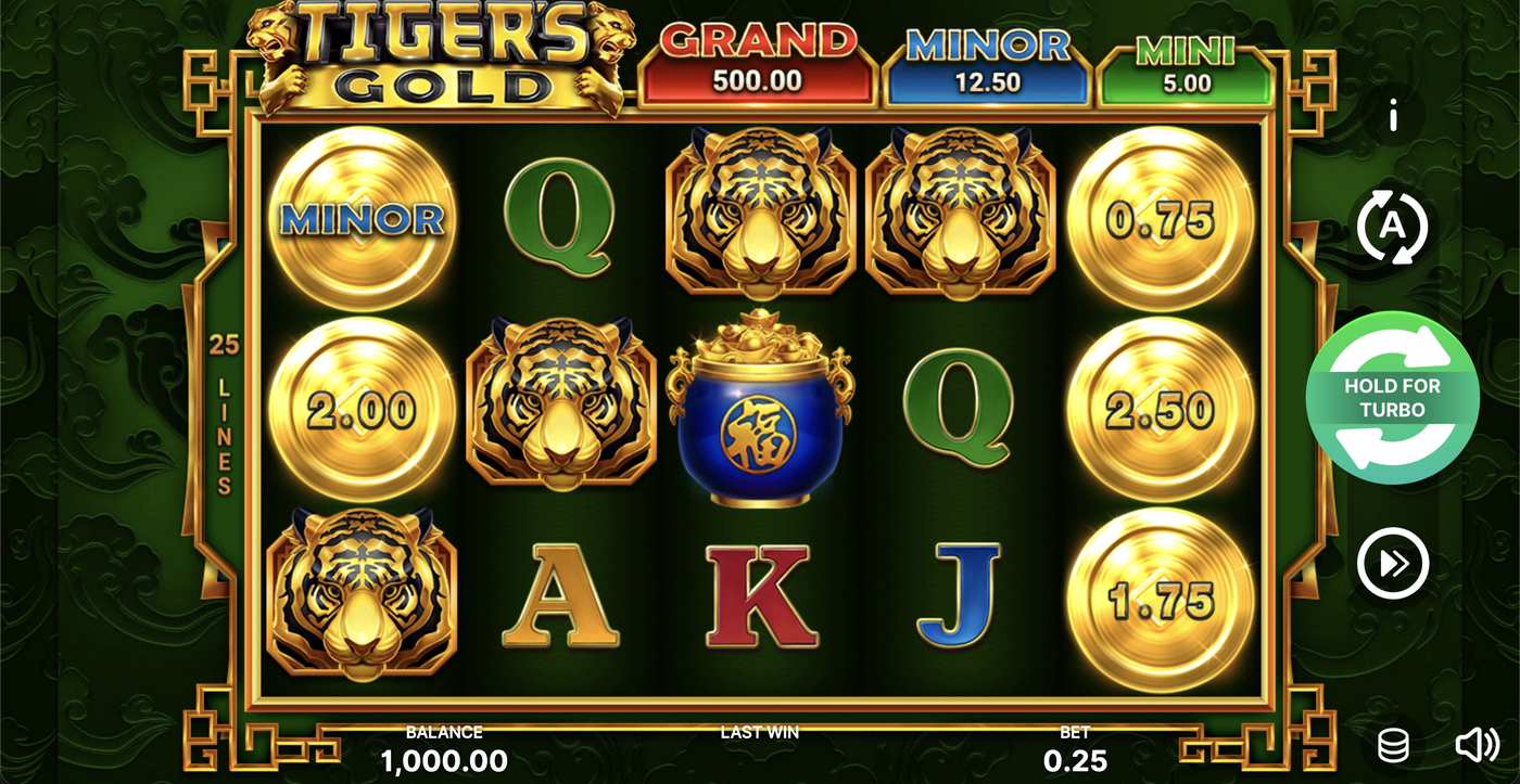 Tiger’s Gold: image of main menu