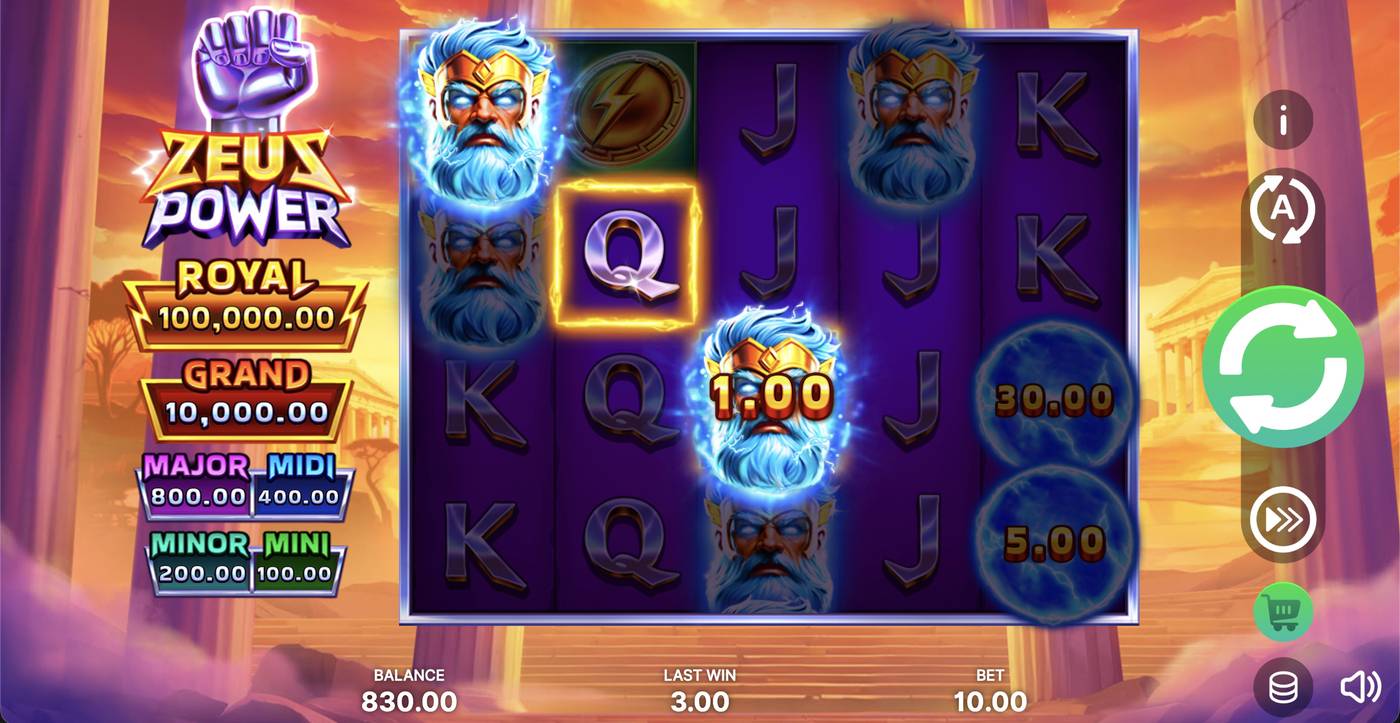 Zeus Power: Hold and Win: image of winning