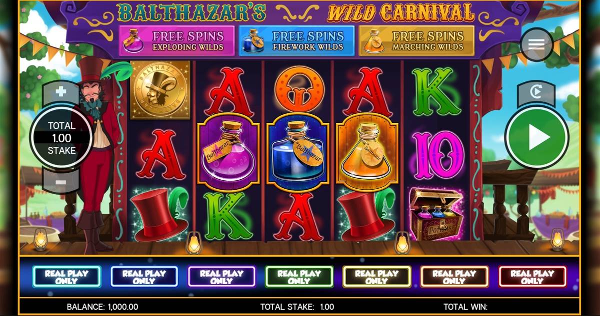 Balthazar's Wild Carnival: image of main menu