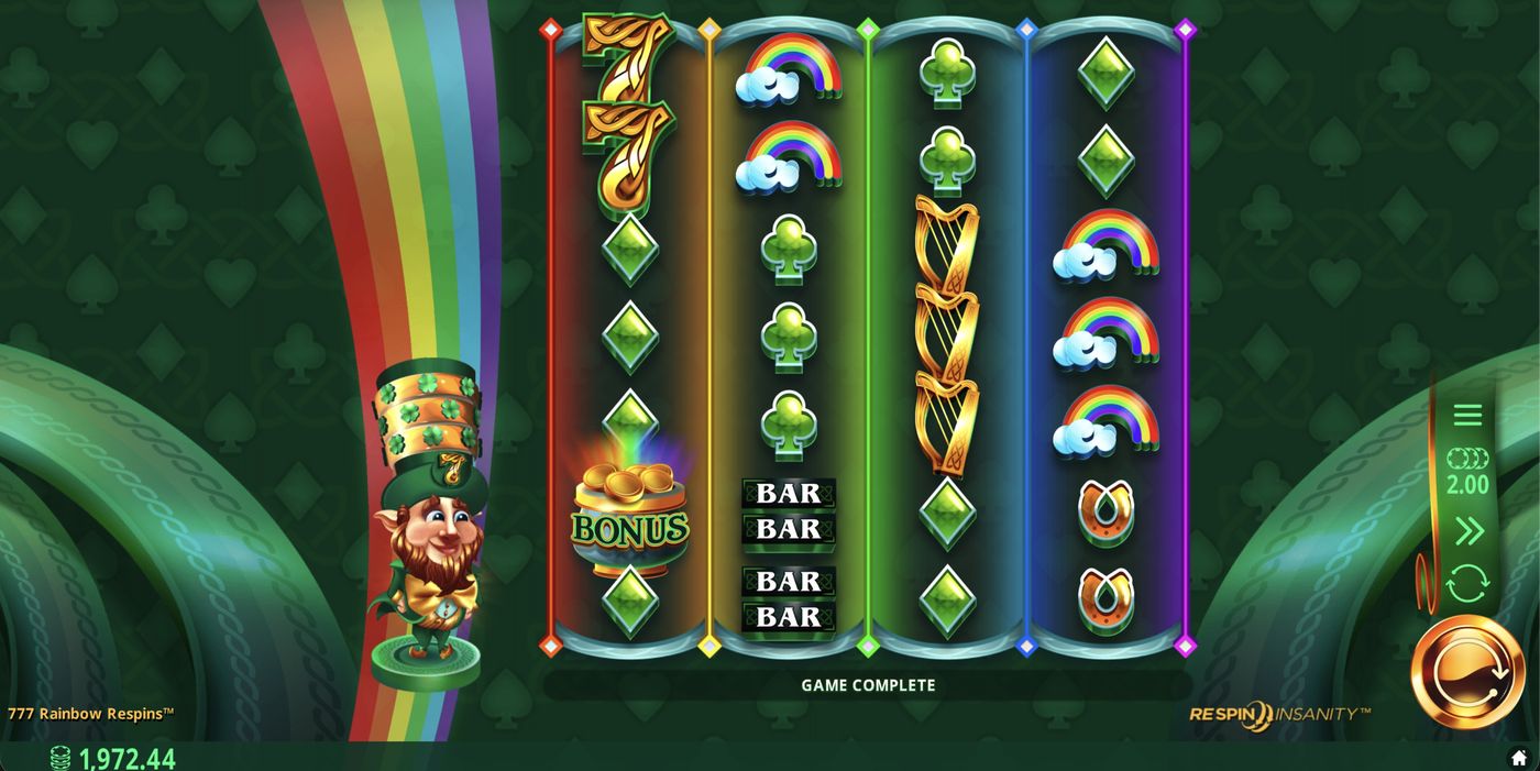 777 Rainbow Re-Spins: image of main menu