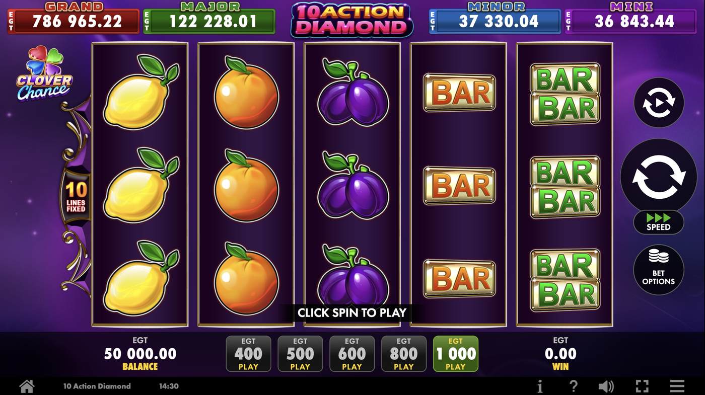 10 Action Diamond: image of main menu
