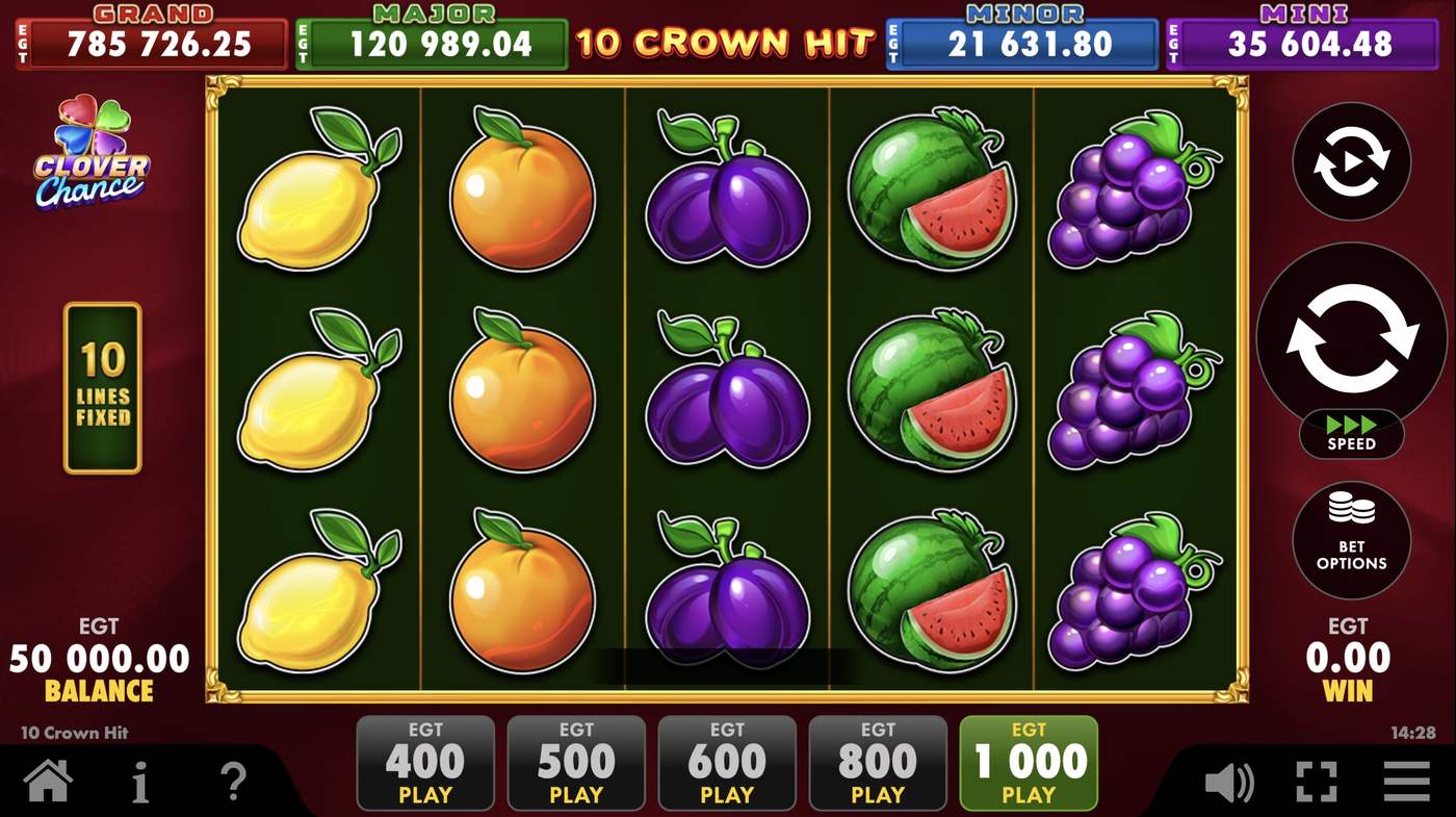10 Crown Hit: image of main menu