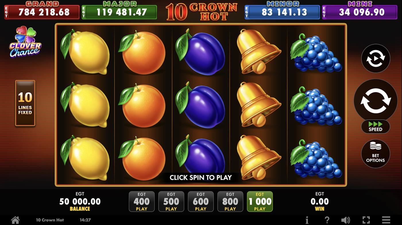 10 Crown Hot: image of main menu