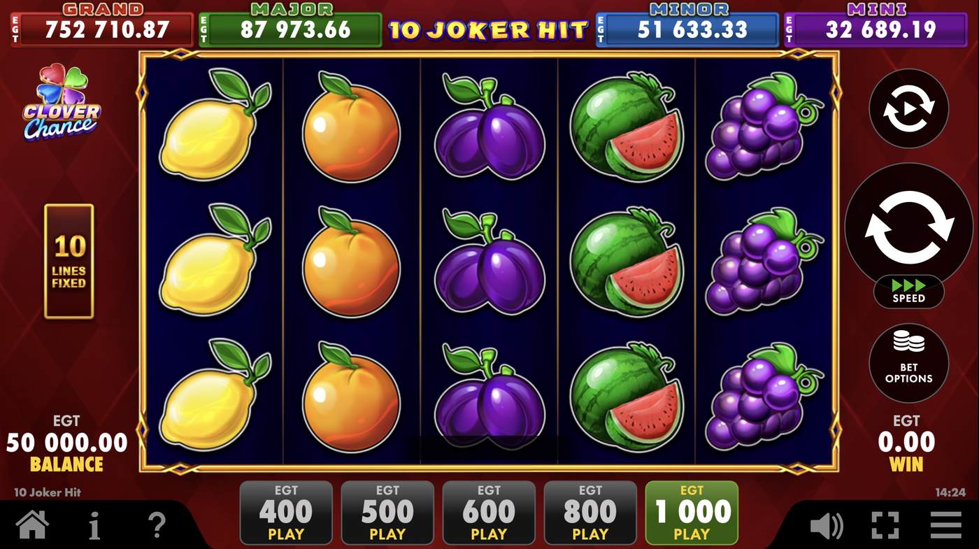 10 Joker Hit: image of main menu