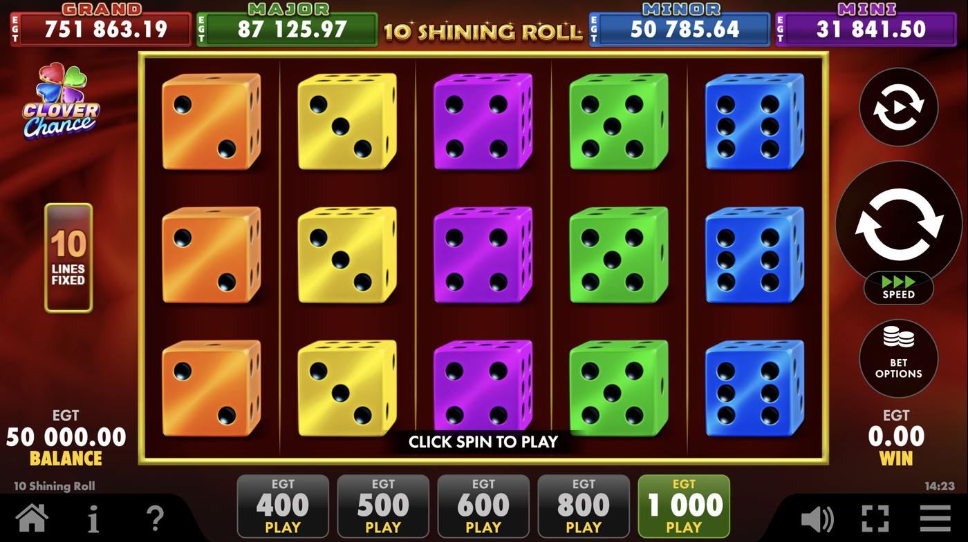 10 Shining Roll: image of main menu