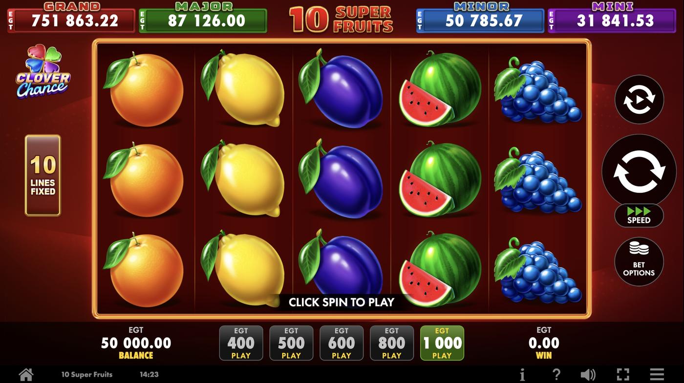 10 Super Fruits: image of main menu