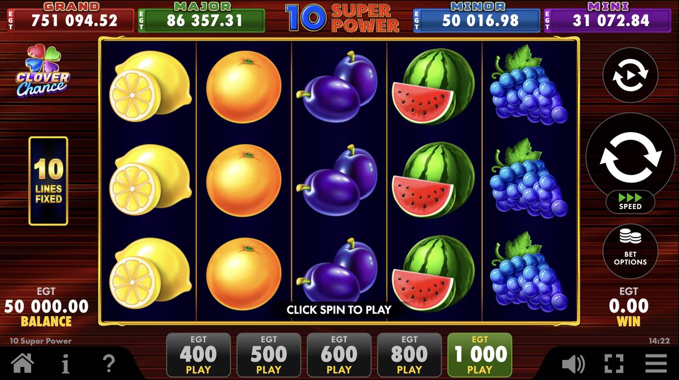 10 Super Power: image of main menu