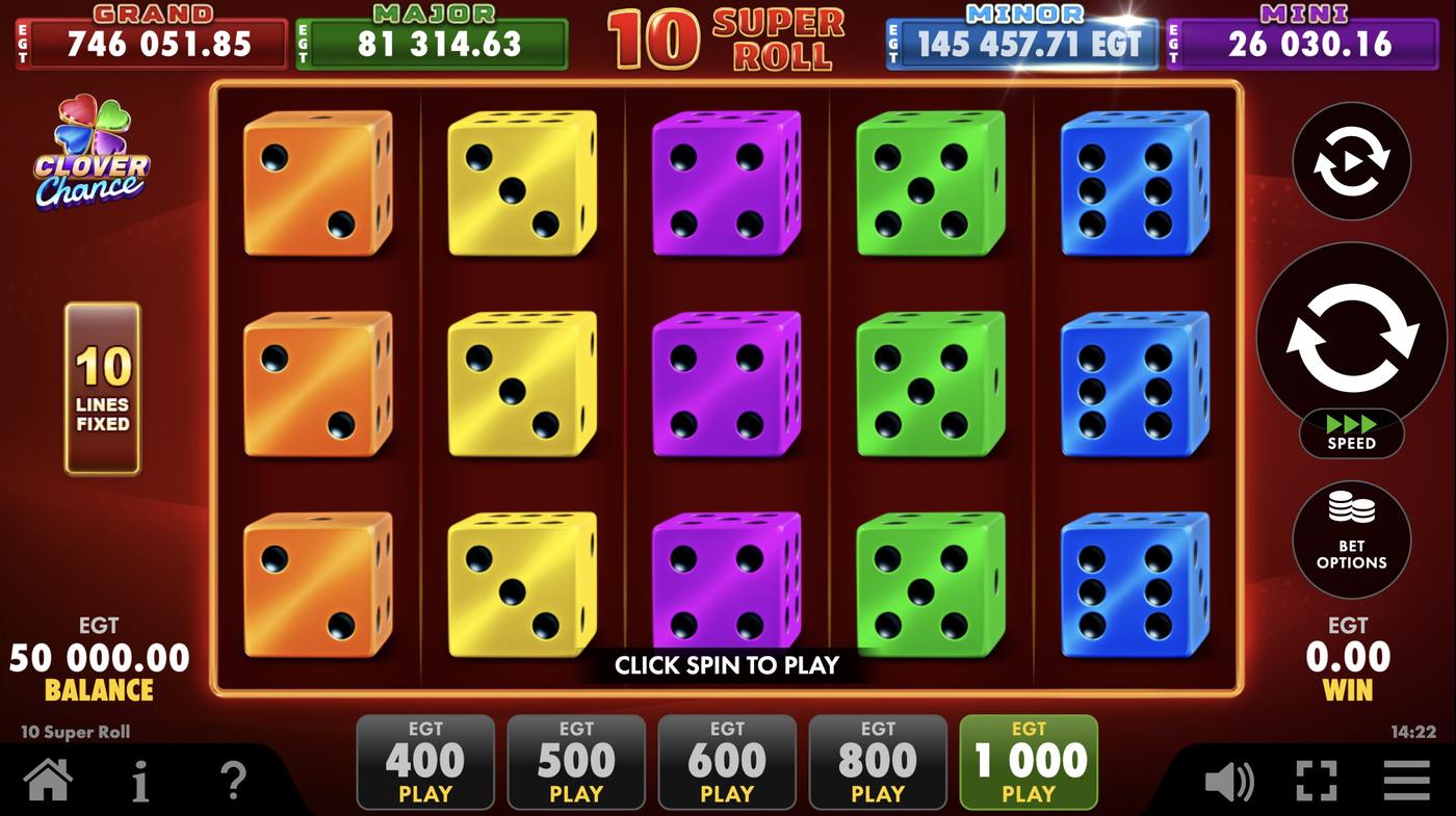 10 Super Roll: image of main menu