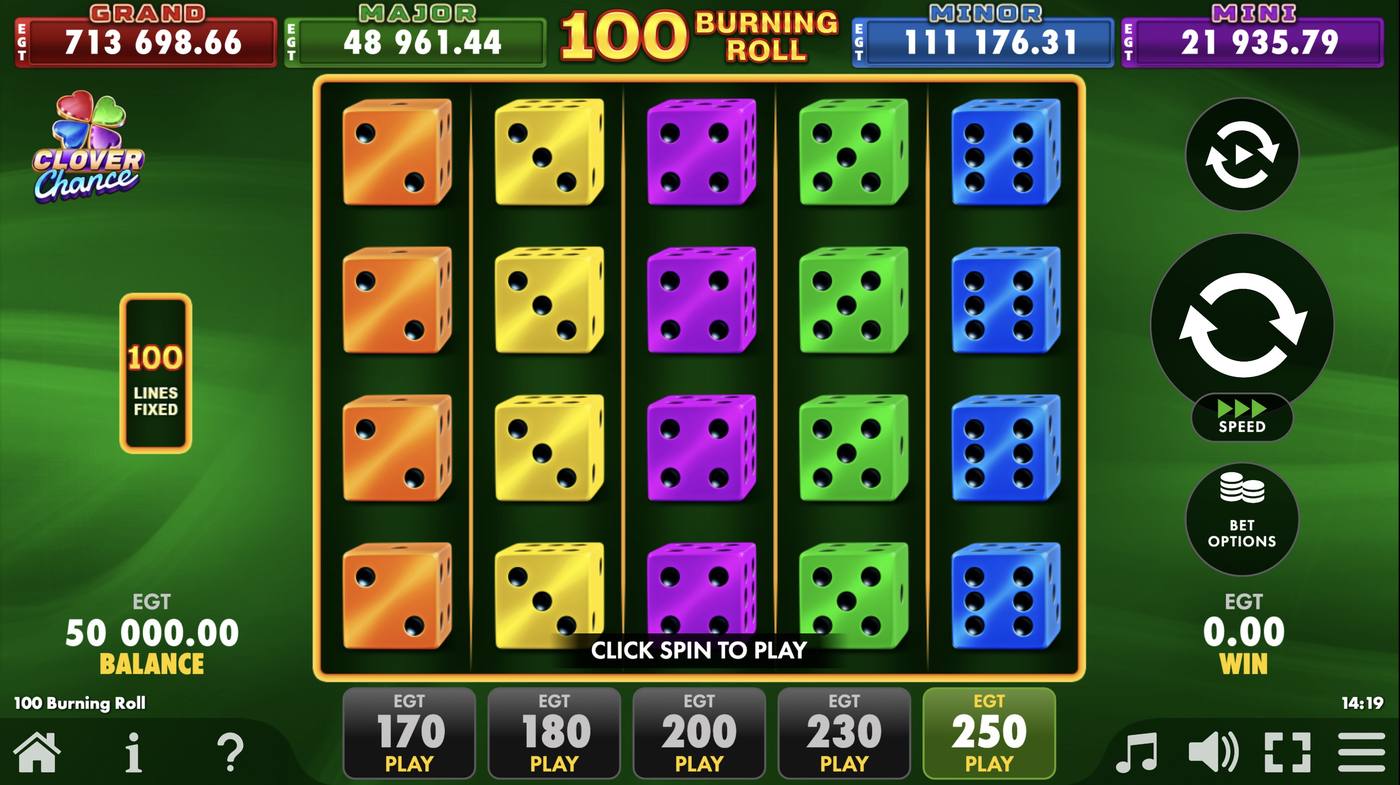 100 Burning Roll: image of main menu