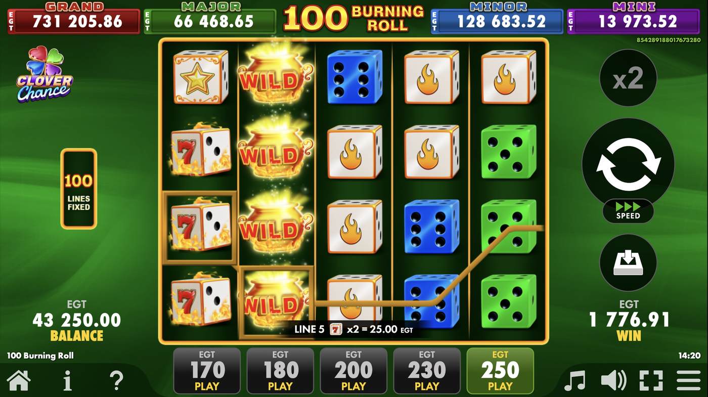 100 Burning Roll: image of winning