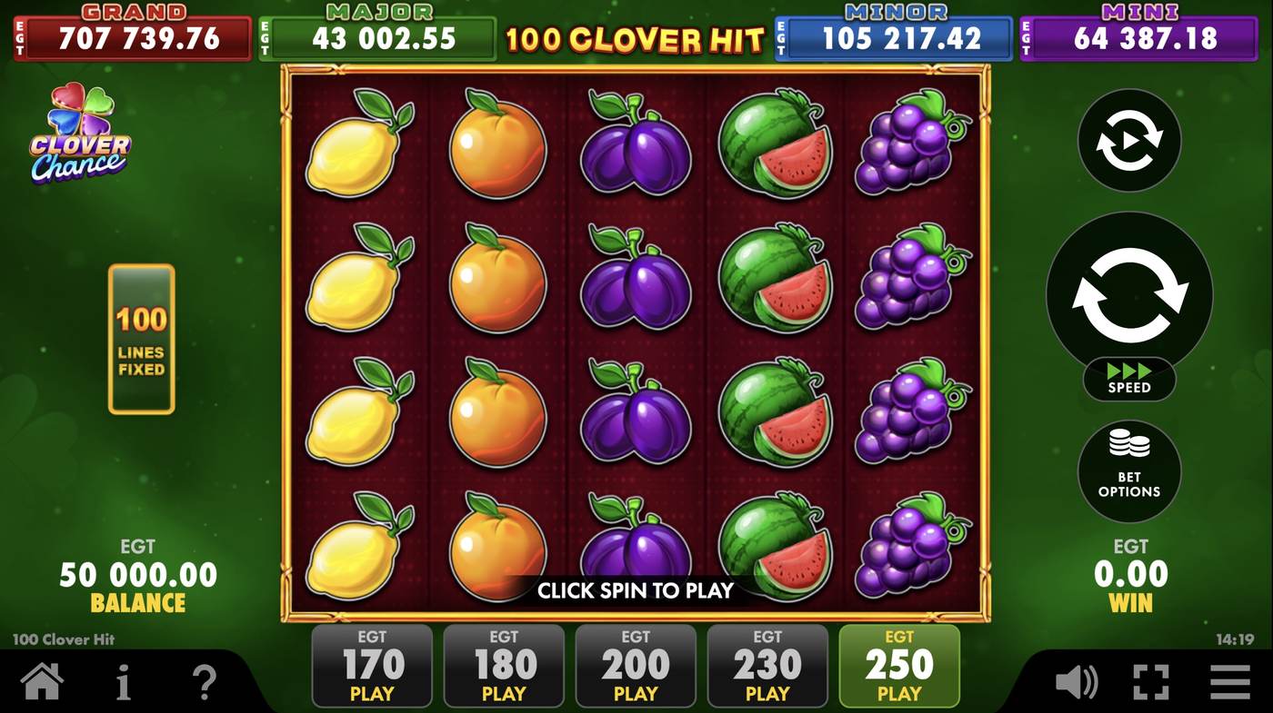 100 Clover Hit: image of main menu