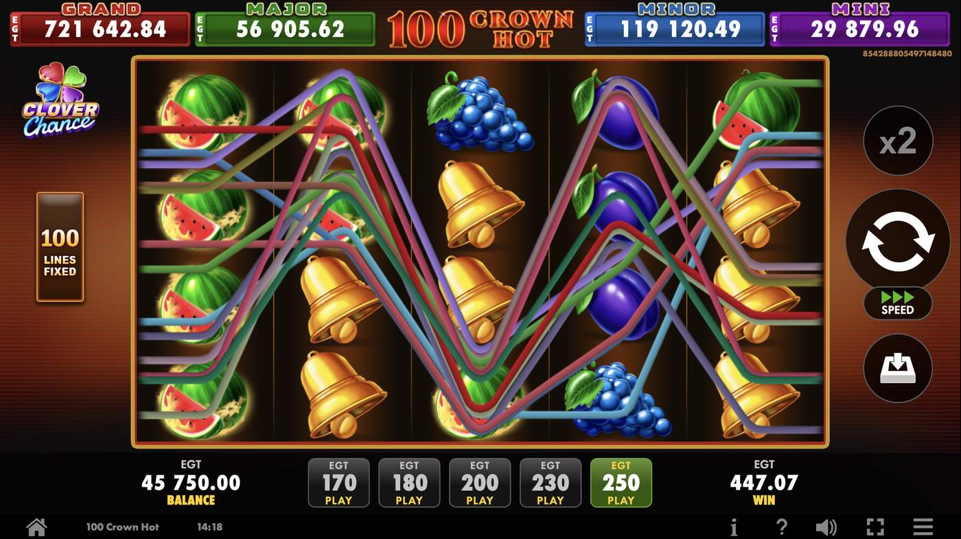 100 Crown Hot: image of winning