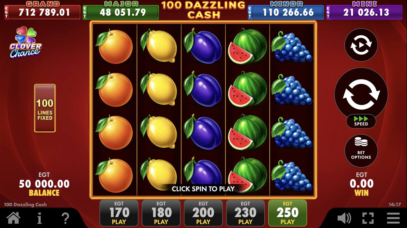 100 Dazzling Cash: image of main menu