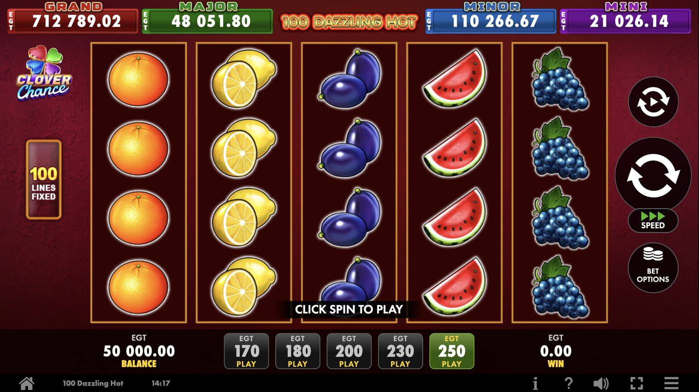 100 Dazzling Hot: image of main menu