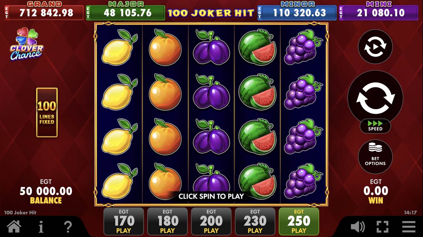 100 Joker Hit: image of main menu