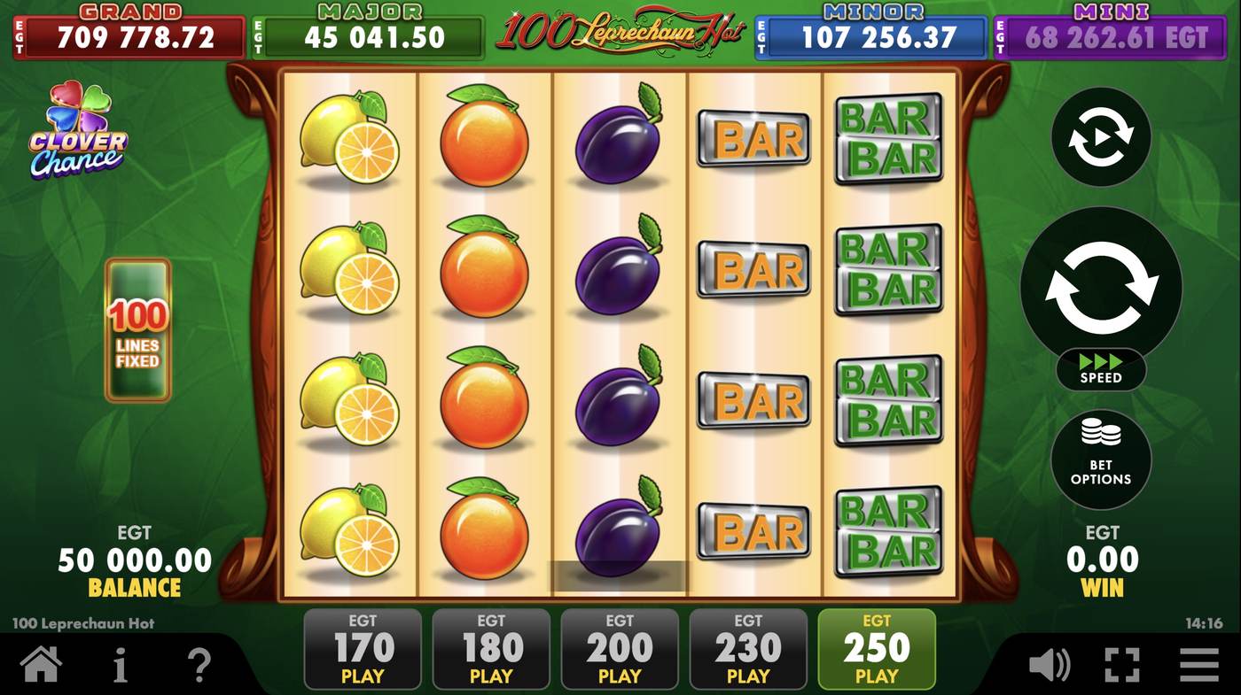 100 Leprechaun Hot: image of main menu