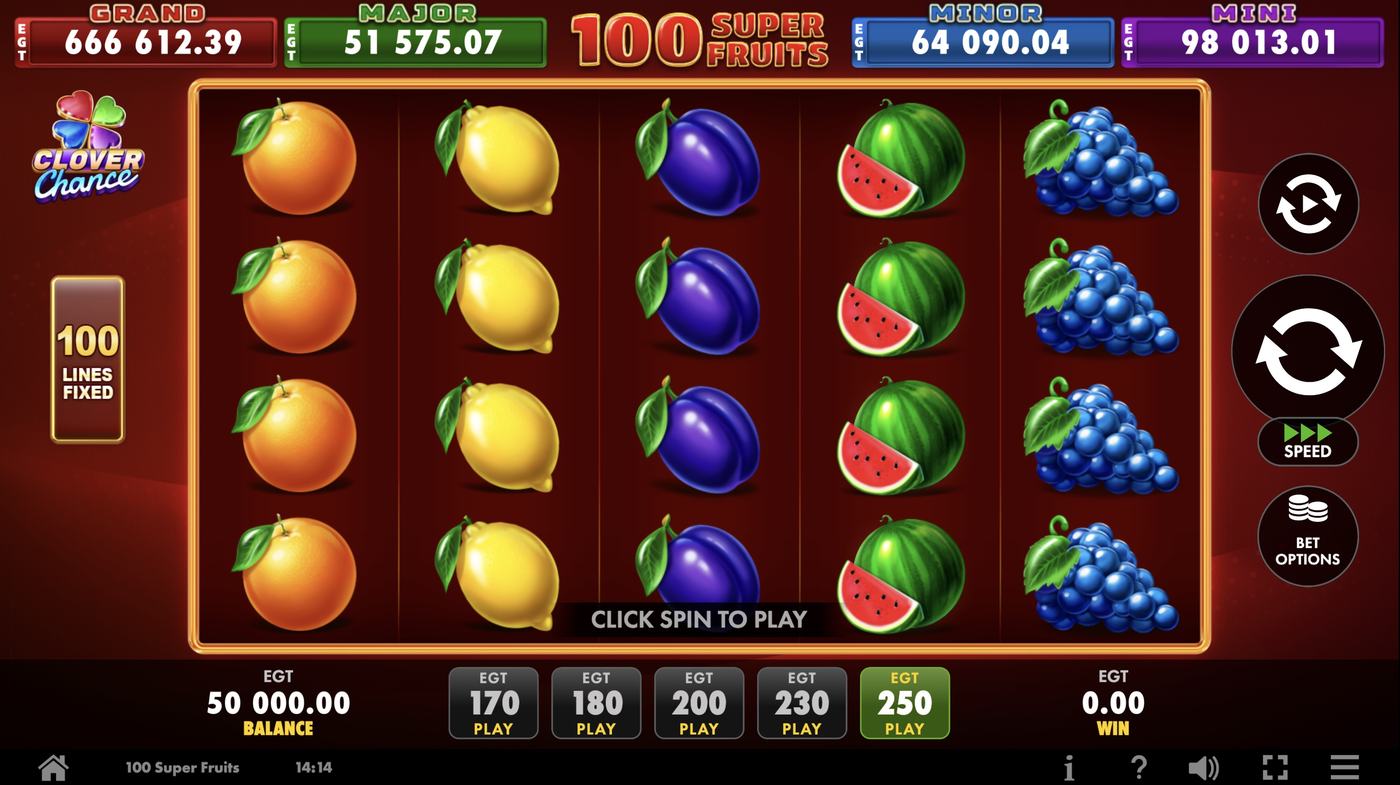 100 Super Fruits: image of main menu