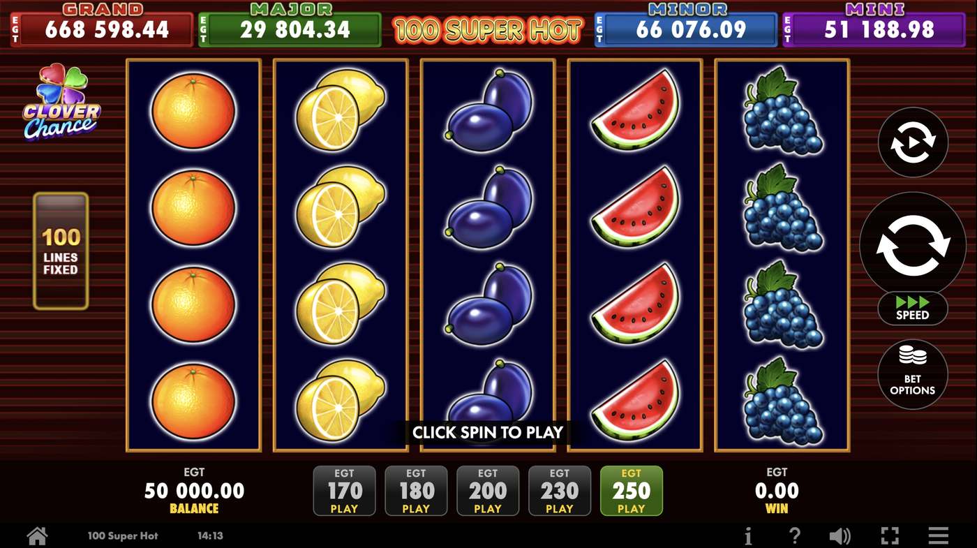 100 Super Hot: image of main menu