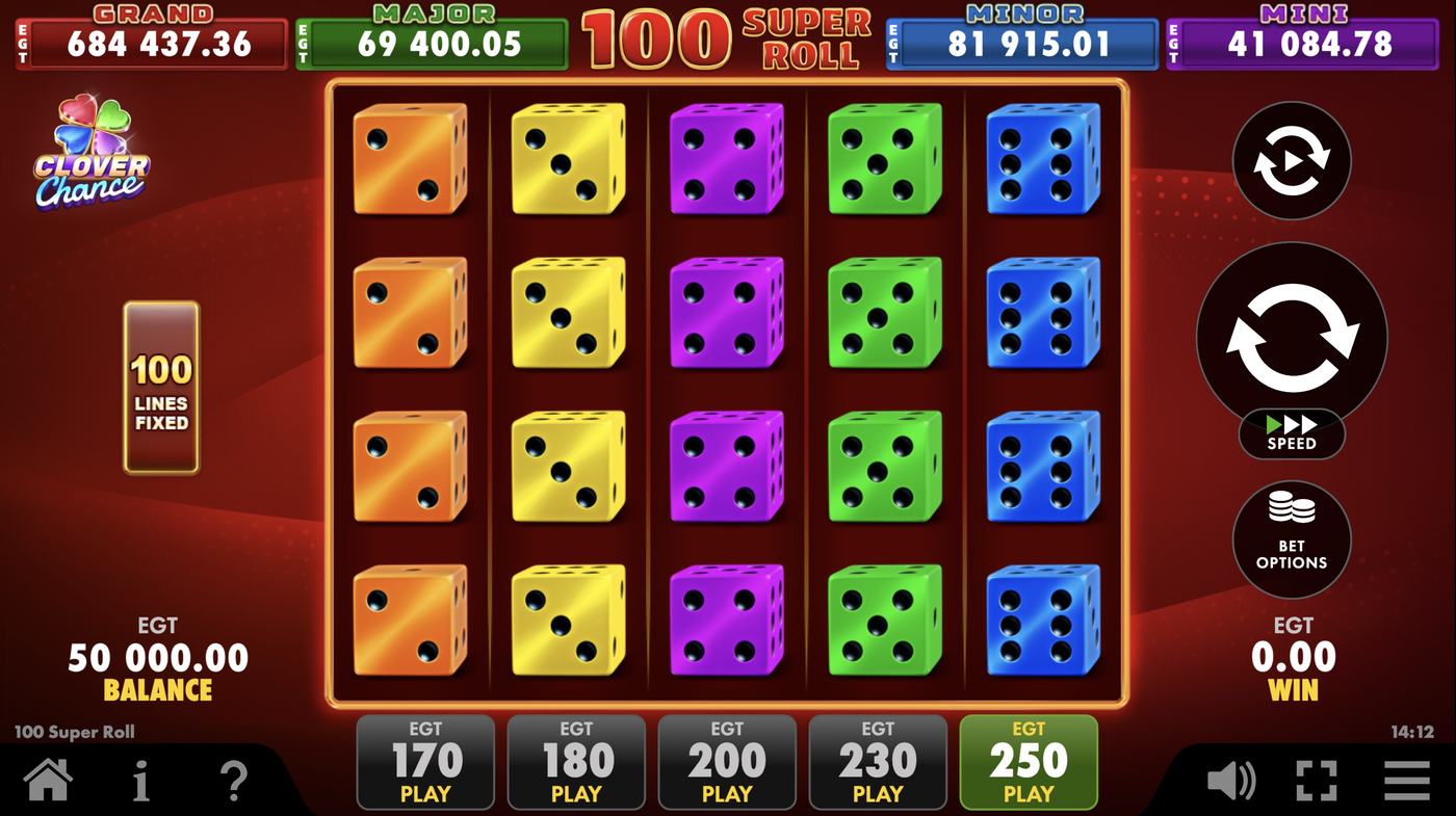 100 Super Roll: image of main menu