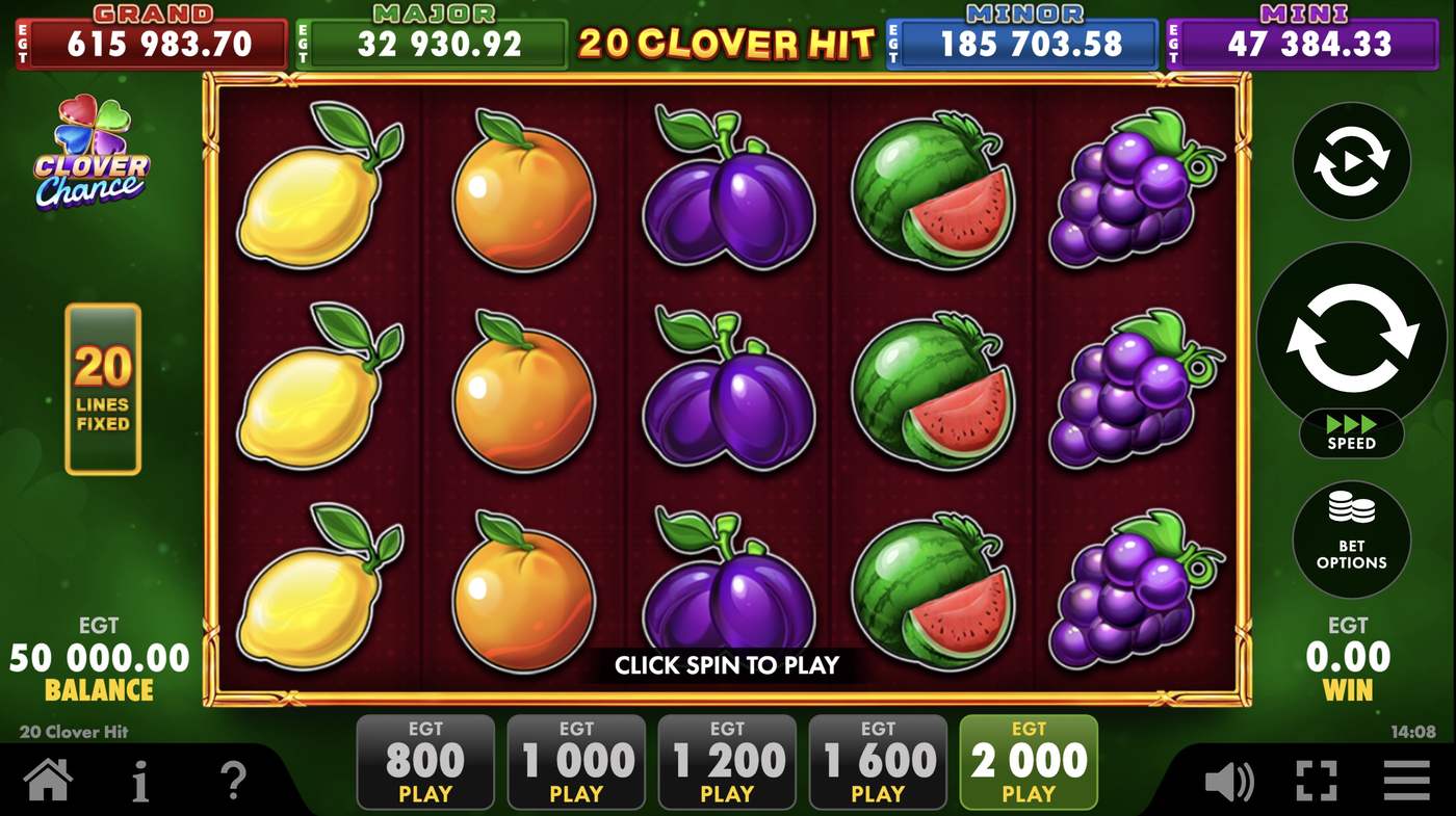 20 Clover Hit: image of main menu