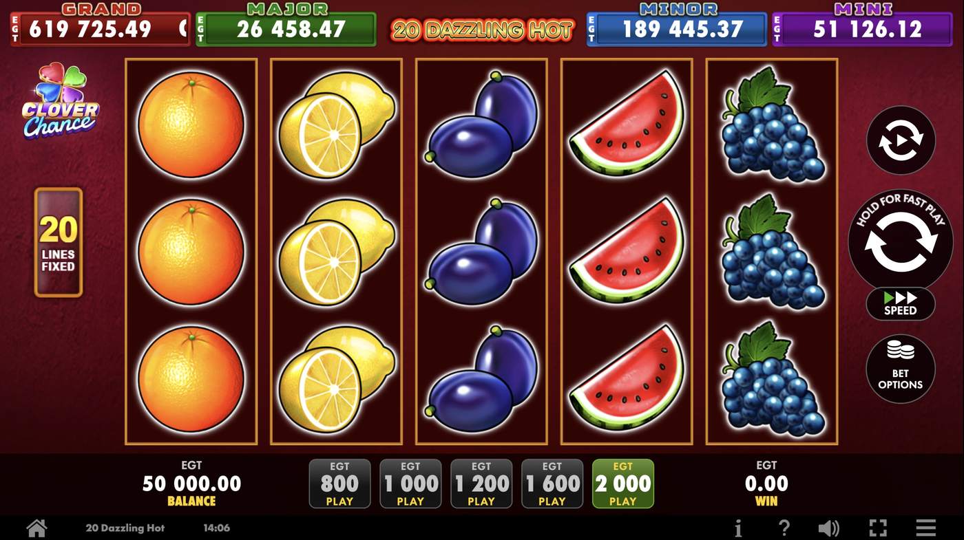 20 Dazzling Hot: image of main menu