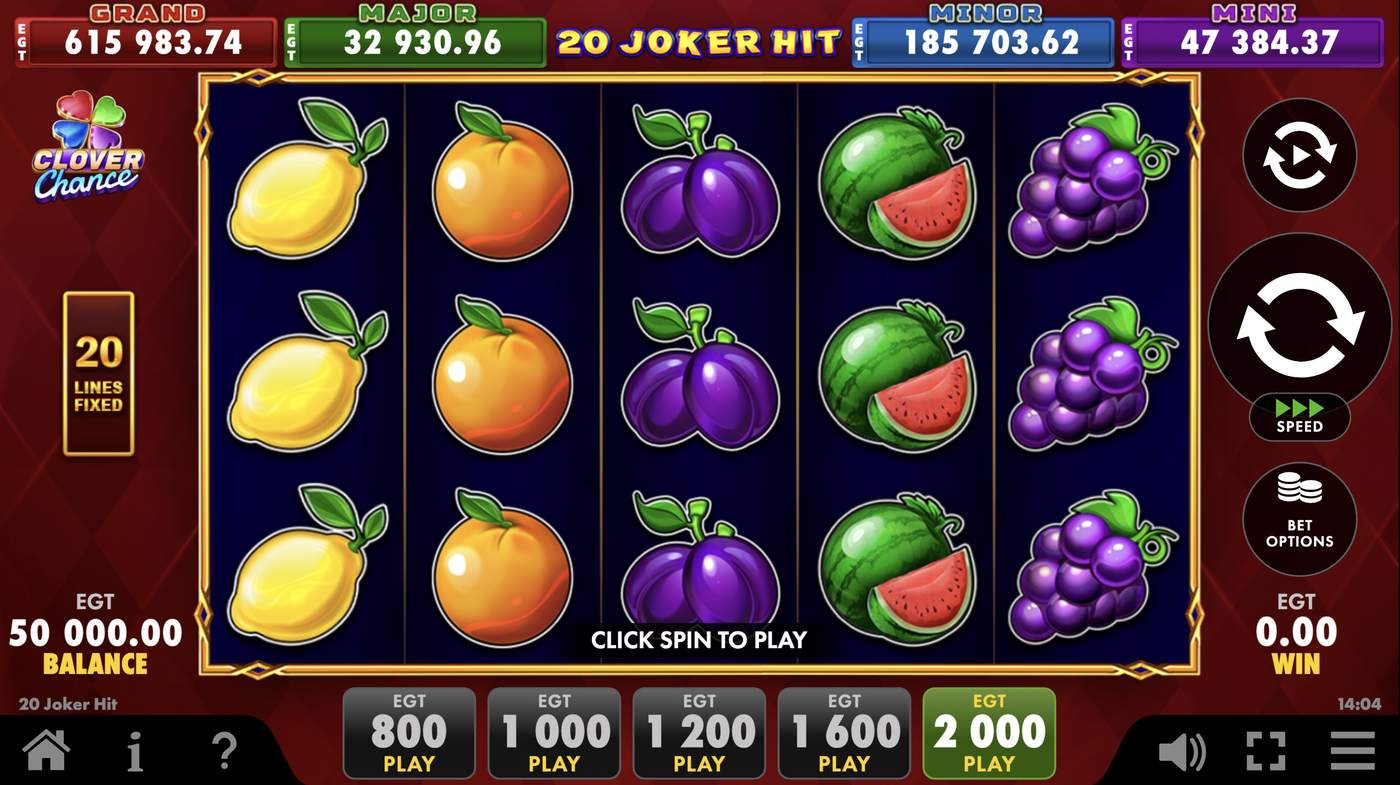 20 Joker Hit: image of main menu