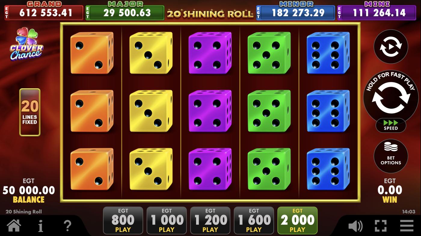 20 Shining Roll: image of main menu