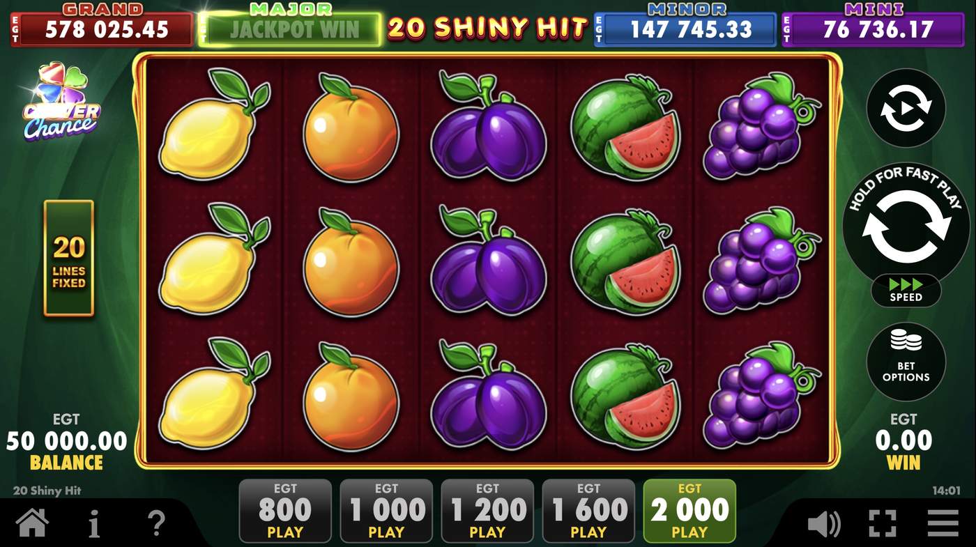 20 Shiny Hit: image of main menu