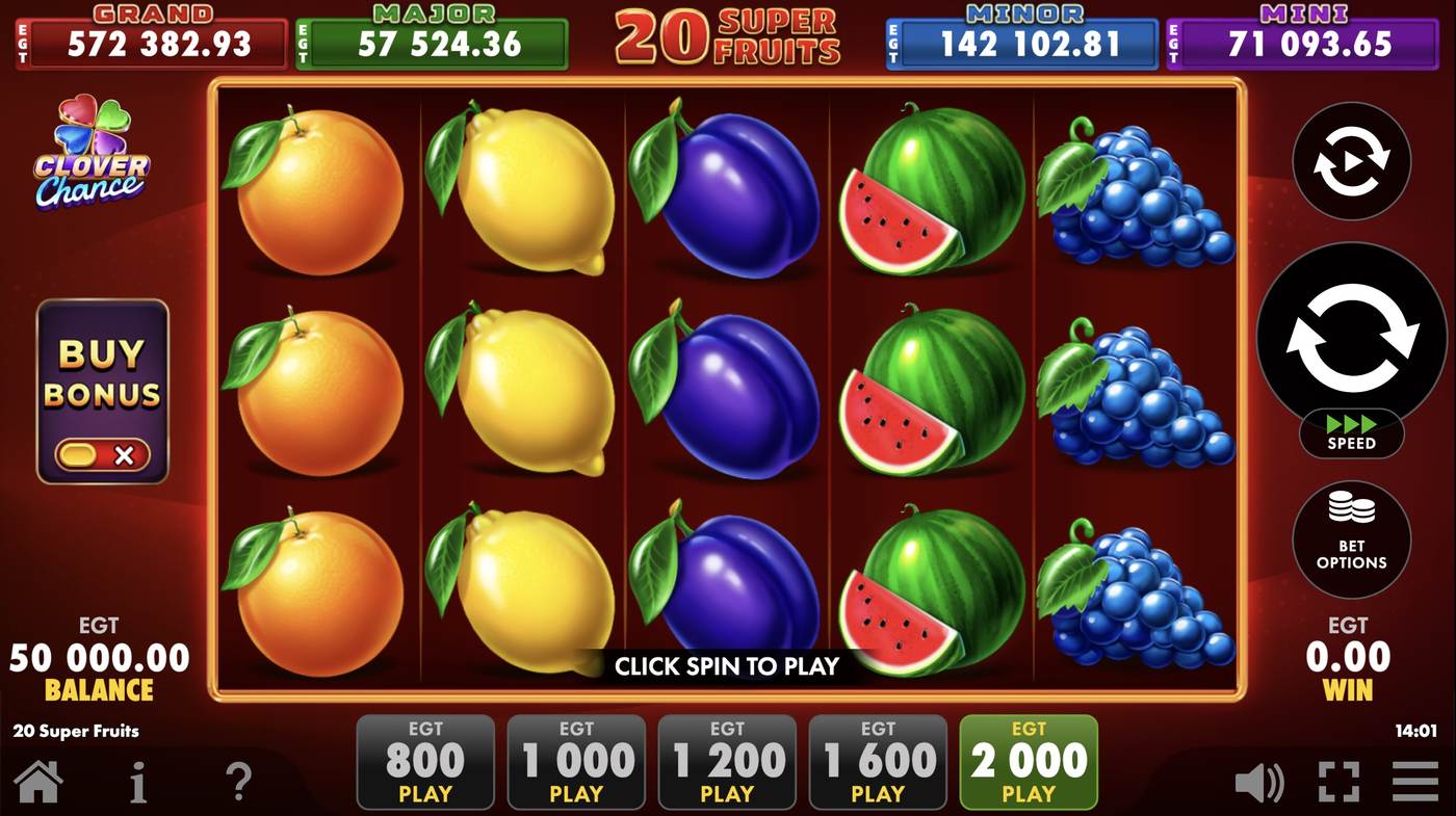 20 Super Fruits: image of main menu