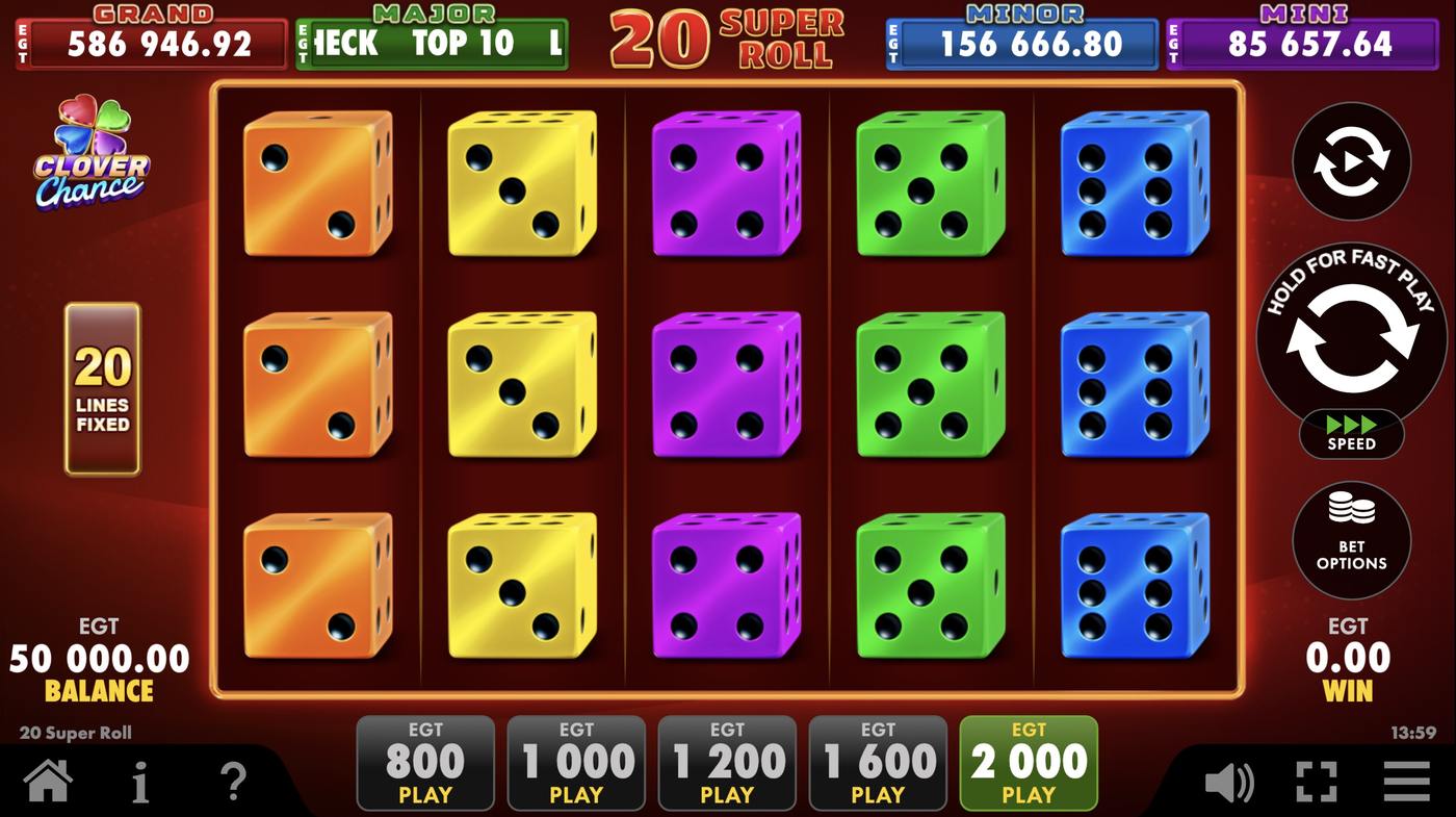 20 Super Roll: image of main menu