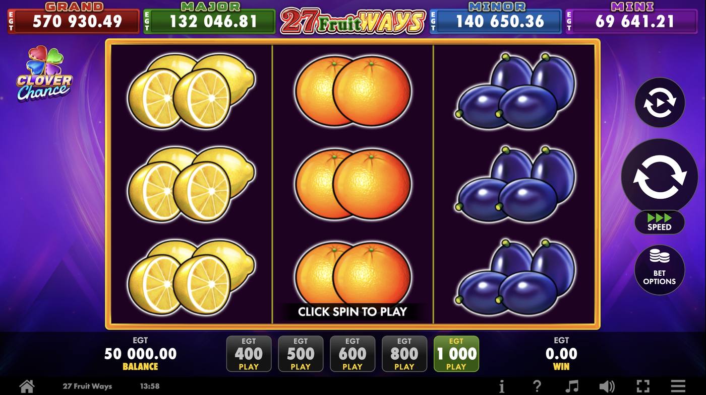 27 Fruit Ways: image of main menu