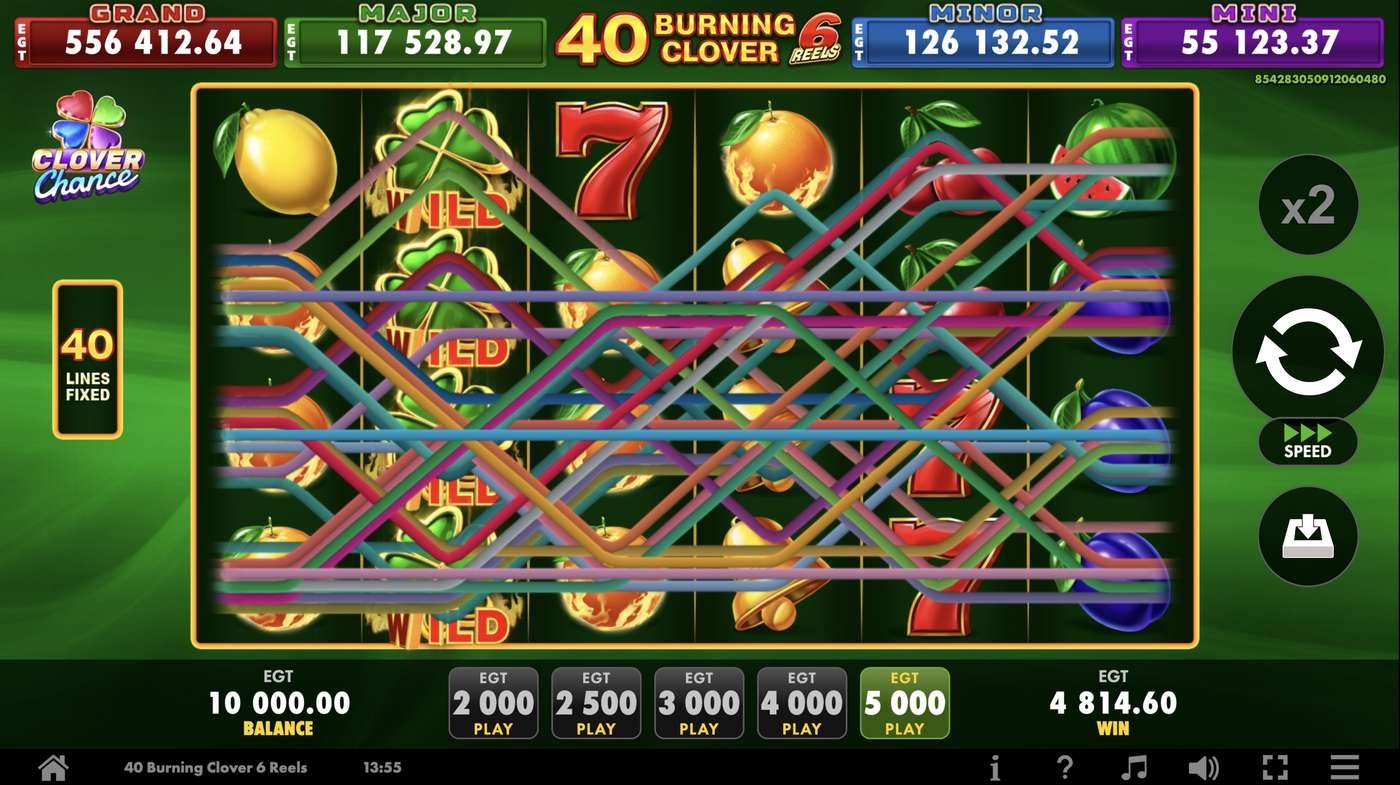 40 Burning Clover 6 Reels: image of winning